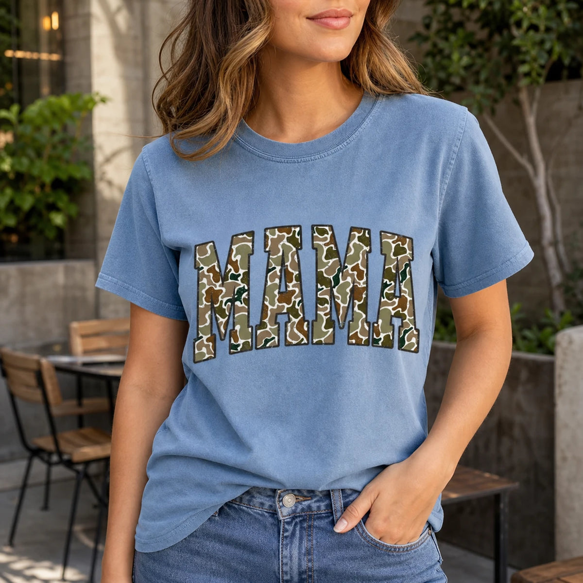 Camo Mama Shirt, MAMA Varsity Shirt, Mother's Day Mom Gift, Women, Retro Duck Camo Design