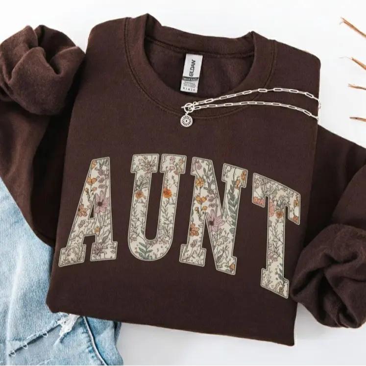 Personalized Grandma Sweatshirt, Floral Grandma Nana Mimi Gigi Auntie Mama Custom Name, Grandparent Christmas Gift for Women, Vintage Floral Varsity Style – AUNT