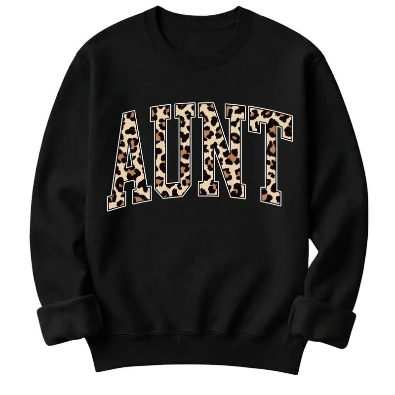 Personalized Grandma Sweatshirt Custom Leopard Nickname Gigi Mimi Nana Mama Mother's Day Family Matching Gift Women Leopard Varsity – AUNT