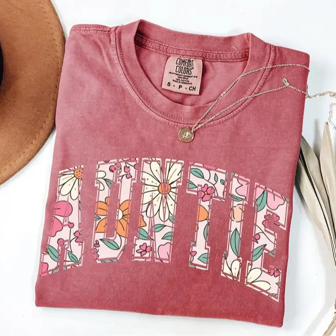 Personalized Mama T-Shirt MAMA Auntie Gigi Mimi Nana Grammy Mother's Day Gift Women Patchwork Floral – AUNTIE