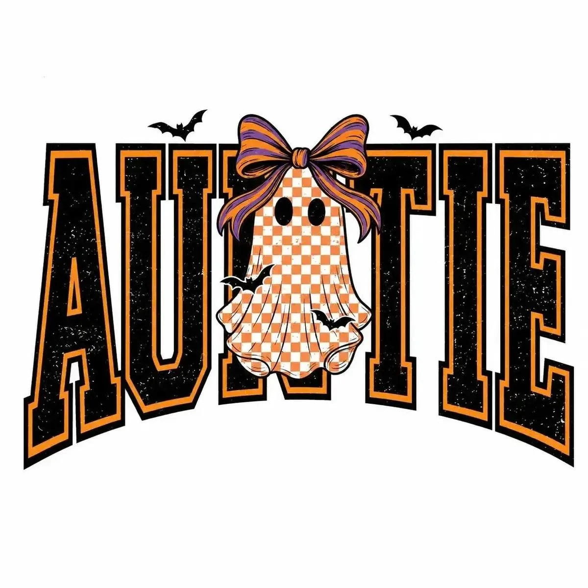 Custom Halloween Family Name Shirt, Personalized Mama Mimi Nana Gigi Auntie Grandma Ghost Bow Graphic Tee, Spooky Fall Gift – AUNTIE