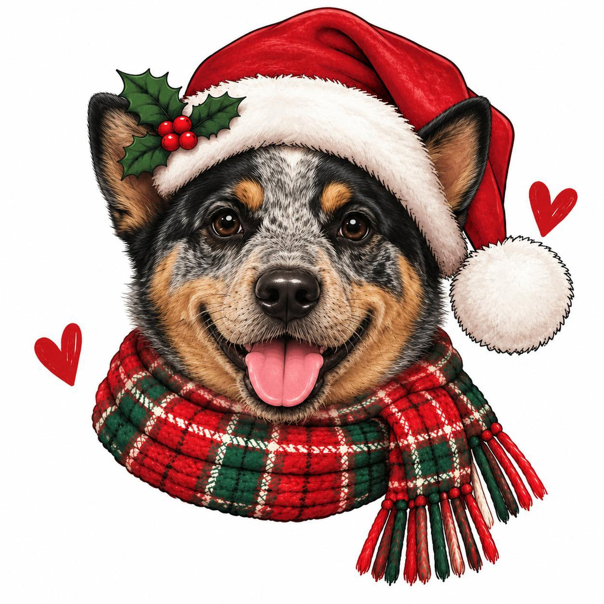 Personalized Dog Breed Christmas Sweatshirt, Custom Choose from 50+ Breeds, Festive Santa Dog Portrait for Dog Mom, Holiday Dog Lover Gift – Australian Cattle