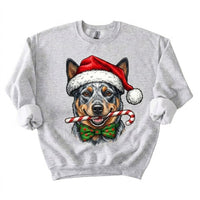 Personalized 50+ Dog Breed Christmas Sweatshirt, Custom Santa Hat Candy Cane Pet Portrait, Dog Mom and Dog Dad Holiday Gift – Australian Cattle