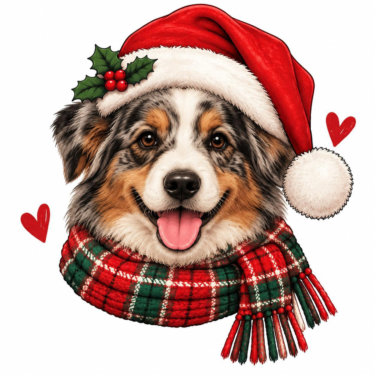 Personalized Dog Breed Christmas Sweatshirt, Custom Choose from 50+ Breeds, Festive Santa Dog Portrait for Dog Mom, Holiday Dog Lover Gift – Australian Shepherd