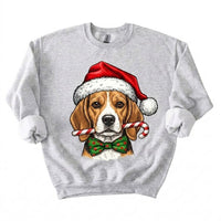 Personalized 50+ Dog Breed Christmas Sweatshirt, Custom Santa Hat Candy Cane Pet Portrait, Dog Mom and Dog Dad Holiday Gift – Beagle