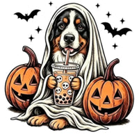 Custom Dog Breed Halloween Shirt, Cute Ghost Boba Pet Lover Tee, Spooky Fall Dog Mom Top – Bernese