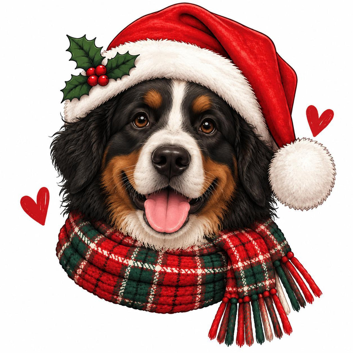 Personalized Dog Breed Christmas Sweatshirt, Custom Santa Dog Portrait with 50+ Breed Choices, Holiday Gift for Dog Moms – Bernese Mountain