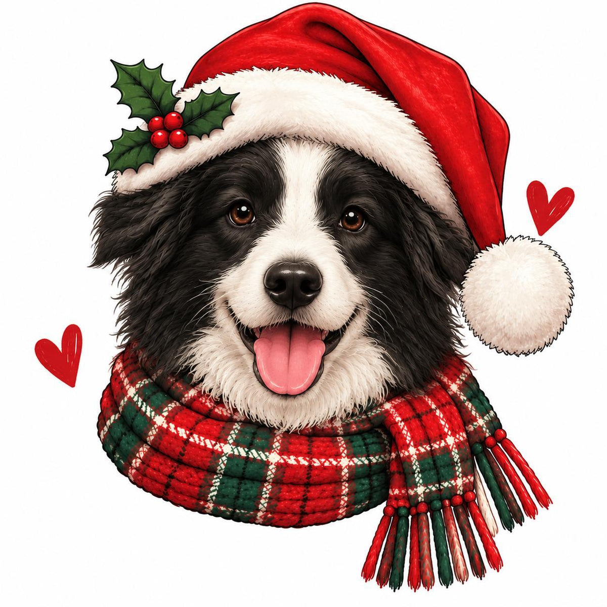 Personalized Dog Breed Christmas Sweatshirt, Custom Choose from 50+ Breeds, Festive Santa Dog Portrait for Dog Mom, Holiday Dog Lover Gift – Border Collie