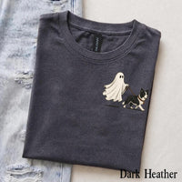 Personalized Dog Breed Halloween T-Shirt, Custom Ghost Walking Dog Graphic, Spooky Season Dog Mom Dad Gift – Border Collie