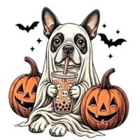 Personalized Dog Halloween T-Shirt, Custom Choose Your Dog Breed Ghost Boba Graphic, Spooky Pet Lover Gift – Boston Terrier