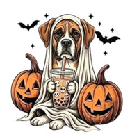Personalized Dog Halloween T-Shirt, Custom Choose Your Dog Breed Ghost Boba Graphic, Spooky Pet Lover Gift – Boxer