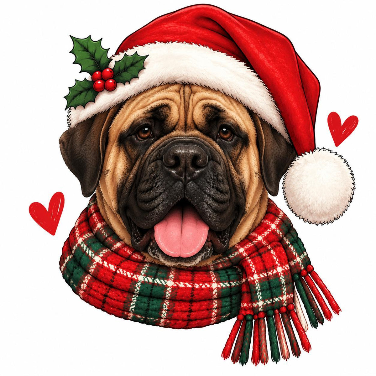 Personalized Dog Breed Christmas Sweatshirt, Custom Choose from 50+ Breeds, Festive Santa Dog Portrait for Dog Mom, Holiday Dog Lover Gift – Bull Mastiff