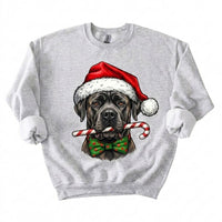 Personalized 50+ Dog Breed Christmas Sweatshirt, Custom Santa Hat Candy Cane Pet Portrait, Dog Mom and Dog Dad Holiday Gift – Cane Corso