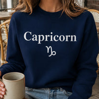 Zodiac Sign Gift Aries Taurus Gemini Cancer Sweatshirt Astrology Lover Unisex Minimalist – Capricorn