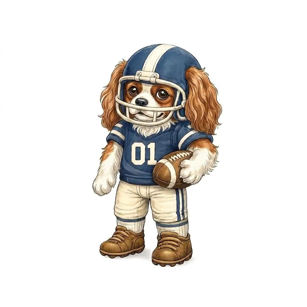 Personalized Dog Breed Football Sweatshirt, Custom Choose Your Dog Player, Game Day Dog Mom Dad Gift for Pet Lovers and Sports Fans – Cavalier King Charles