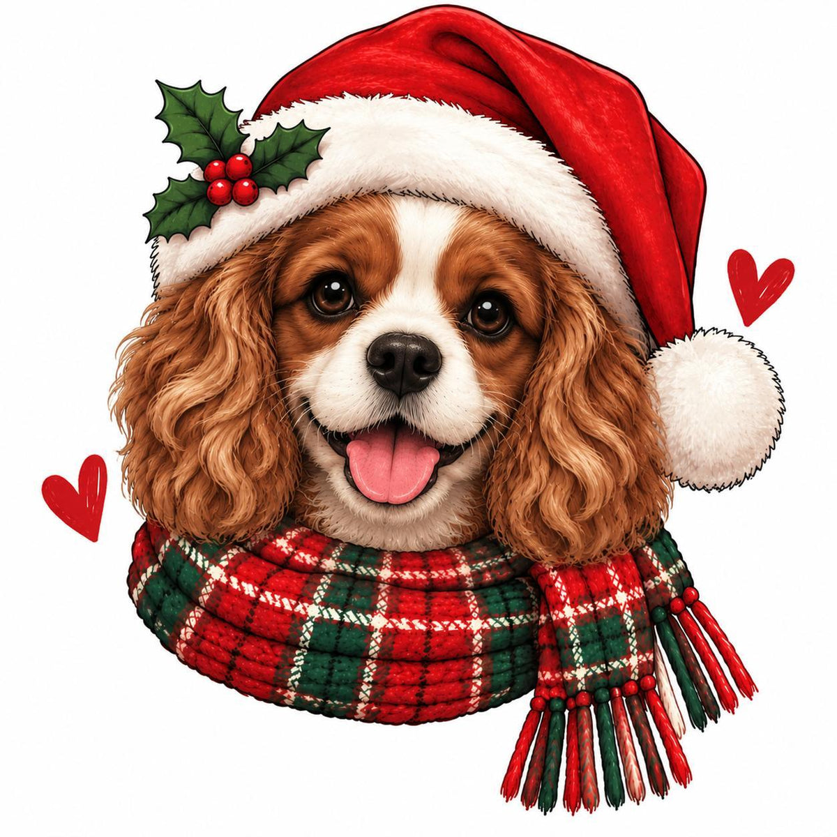 Personalized Dog Breed Christmas Sweatshirt, Custom Santa Dog Portrait with 50+ Breed Choices, Holiday Gift for Dog Moms – Cavalier King Charles