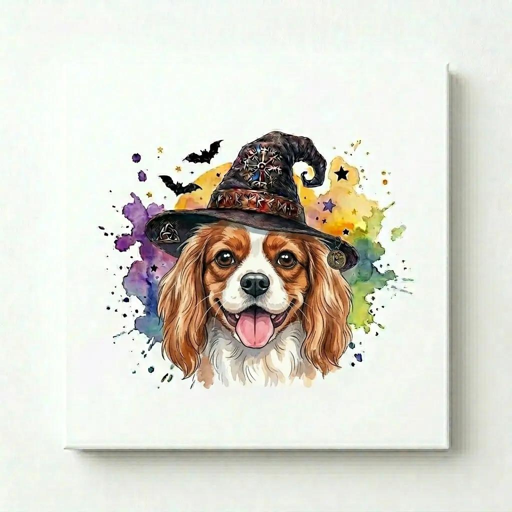 Custom Witch Dog Breed Halloween T-Shirt, Spooky Dog Mom Graphic Tee, Fall Pet Lover Costume Apparel – Cavalier King Charles