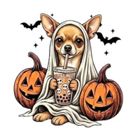 Personalized Ghost Dog Boba Halloween T-Shirt, Custom Choose Your Dog Breed 50+ Options, Cute Spooky Fall Pet Mom Gift – Chihuahua