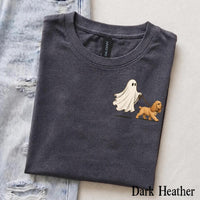 Personalized Dog Breed Halloween T-Shirt, Custom Ghost Walking Dog Graphic, Spooky Season Dog Mom Dad Gift – Cocker Spaniel
