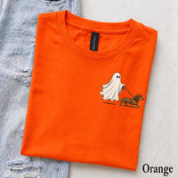 Personalized Dog Breed Halloween T-Shirt, Custom Ghost Walking Pet Top, Spooky Season Dog Mom Gift – Dachshund
