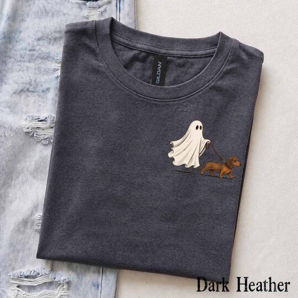Custom Ghost Dog Breed Halloween T-Shirt, Spooky Season Pet Lover Graphic Tee – Dachshund
