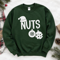Personalized Funny Christmas Couple Sweatshirt, Custom Choose Chest or Nuts Design, Matching Holiday Party Gift for Him or Her – Design 1
