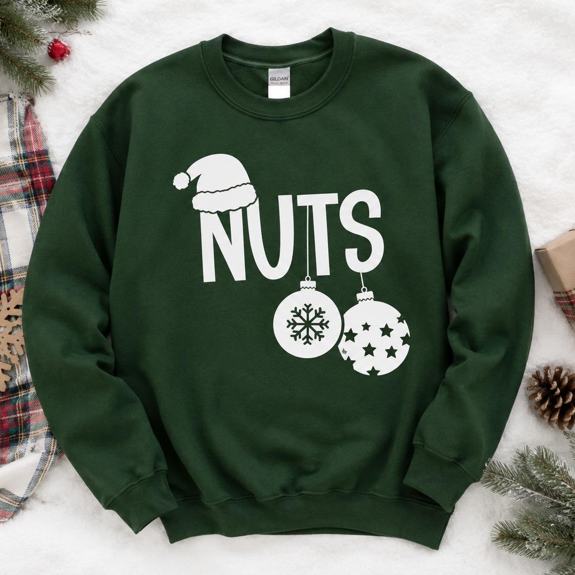 Personalized Funny Christmas Couple Sweatshirt, Custom Choose Chest or Nuts Design, Matching Holiday Party Gift for Him or Her – Design 1