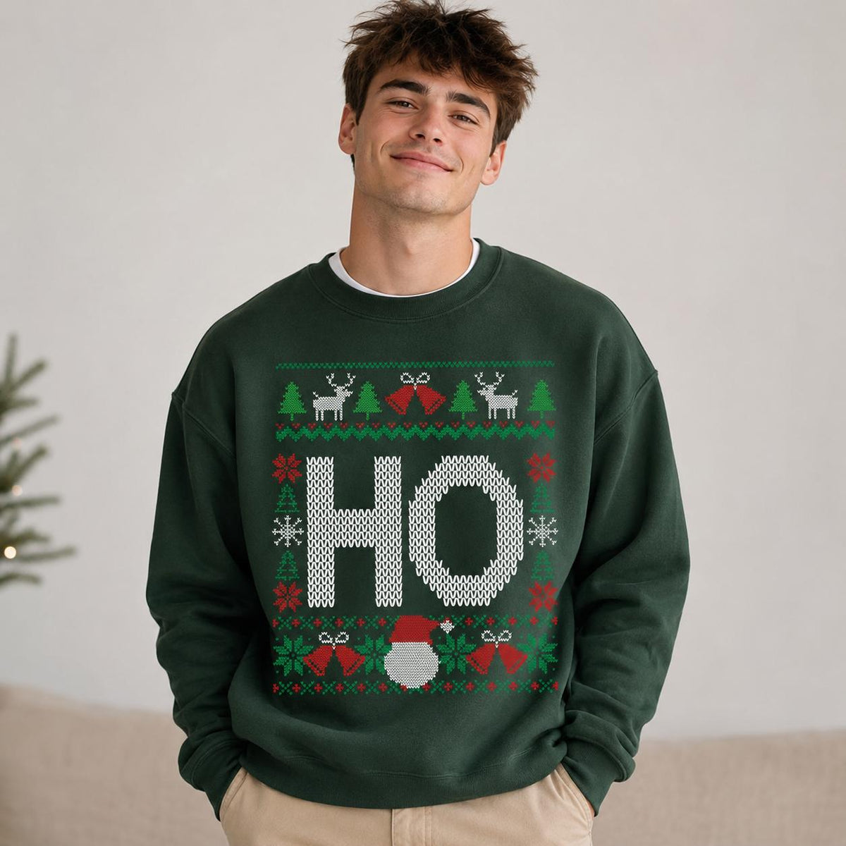 Personalized Matching Christmas Design Sweatshirt, Custom Choose Your Ho or Where's My Ho At Variant, Funny Couples Holiday Gift – Design 1