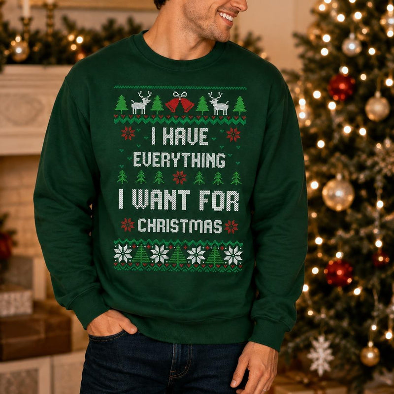 Custom Matching Couple Christmas Sweatshirt, Choose Your Design Holiday Ugly Sweater, Funny Partner Gift – Design 1