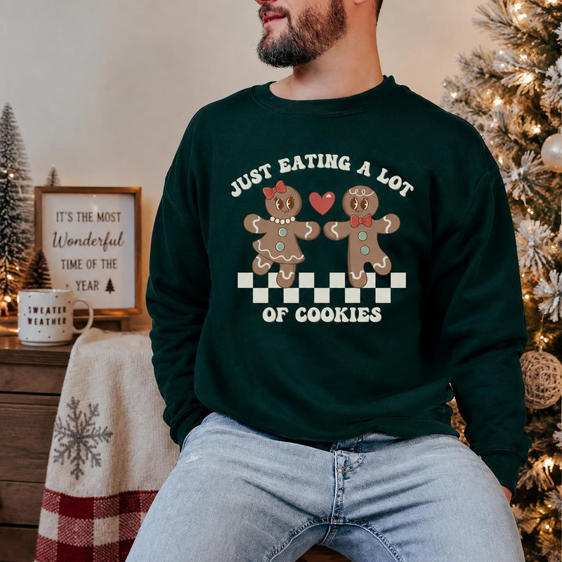 Custom Matching Christmas Couple Sweatshirt, Gingerbread Eating For Two Holiday Design, Funny Xmas Gift – Design 2