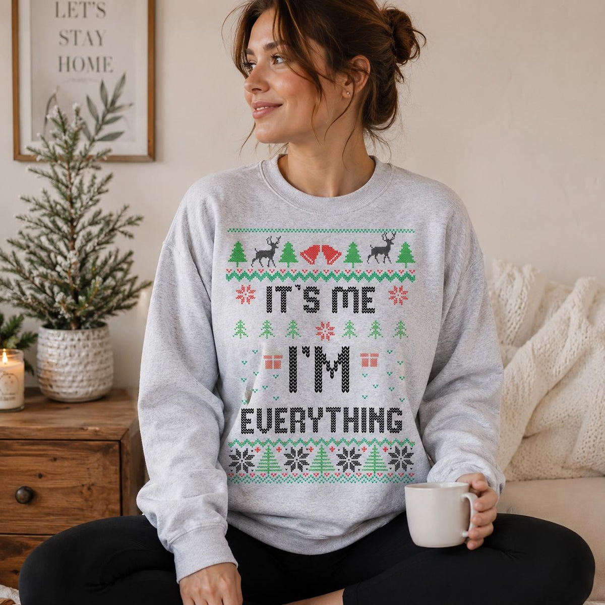 Custom Matching Couple Christmas Sweatshirt, Choose Your Design Holiday Ugly Sweater, Funny Partner Gift – Design 2