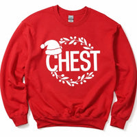 Personalized Funny Christmas Couple Sweatshirt, Custom Choose Chest or Nuts Design, Matching Holiday Party Gift for Him or Her – Design 2