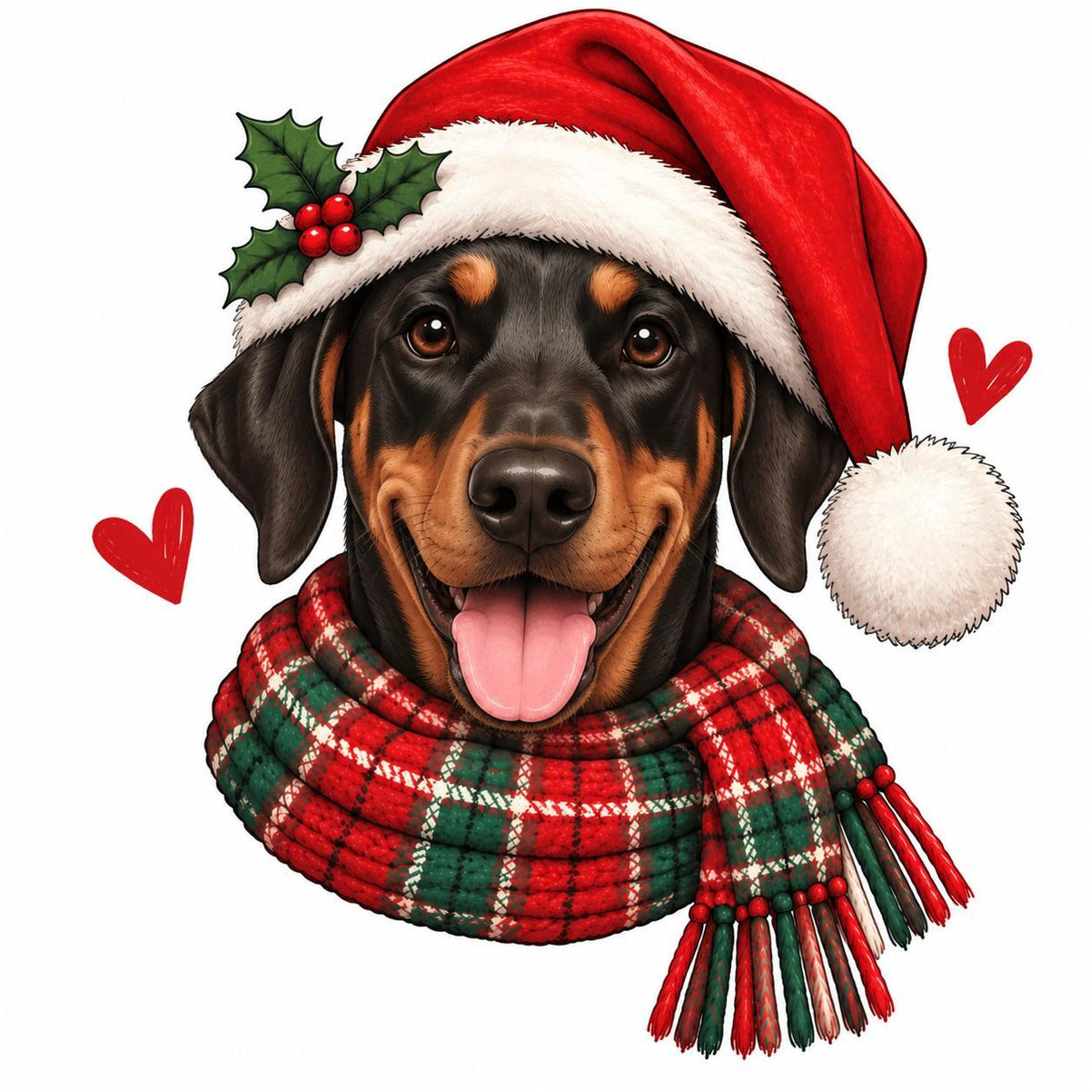 Personalized Dog Breed Christmas Sweatshirt, Custom Choose from 50+ Breeds, Festive Santa Dog Portrait for Dog Mom, Holiday Dog Lover Gift – Doberman