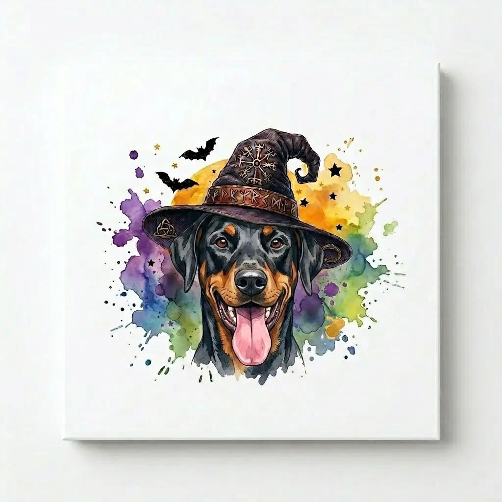 Custom Witch Dog Breed Halloween T-Shirt, Spooky Dog Mom Graphic Tee, Fall Pet Lover Costume Apparel – Doberman