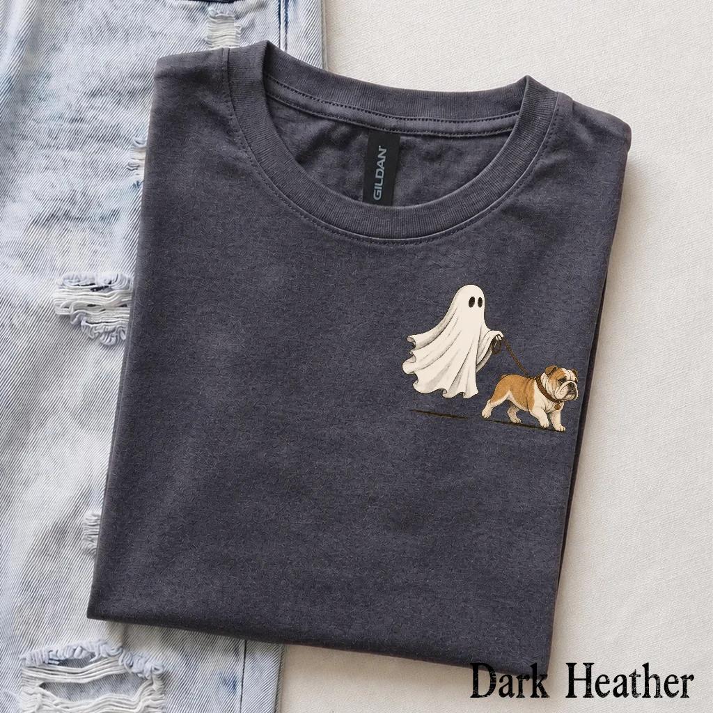 Custom Ghost Dog Breed Halloween T-Shirt, Spooky Season Pet Lover Graphic Tee – English Bulldog