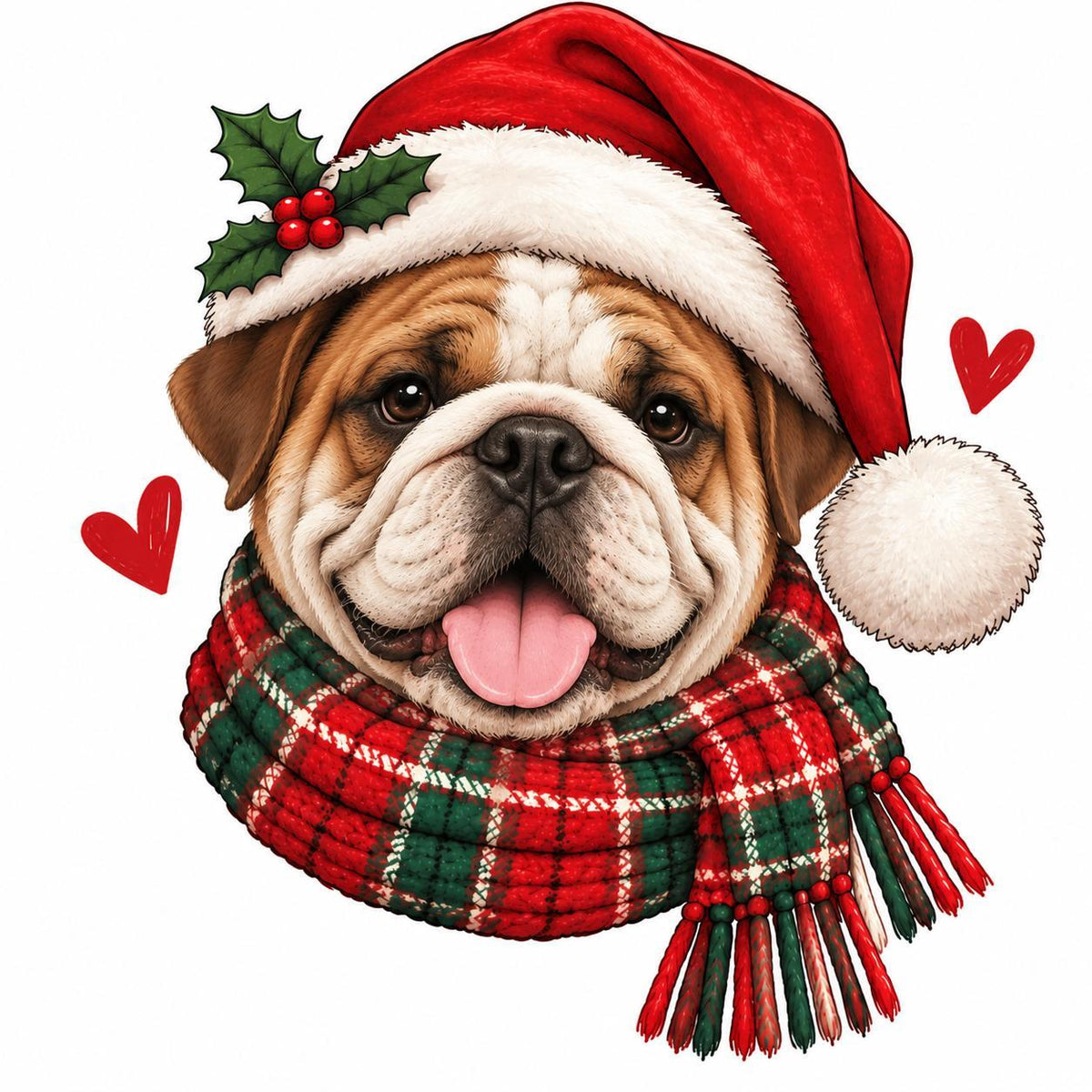 Personalized Dog Breed Christmas Sweatshirt, Custom Choose from 50+ Breeds, Festive Santa Dog Portrait for Dog Mom, Holiday Dog Lover Gift – English Bulldog