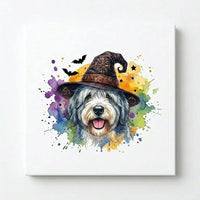 Personalized Halloween Dog Breed T-Shirt, Custom Choose Your Breed Witch Dog Graphic, Cute Spooky Dog Mom Pet Lover Gift – English Sheepdog