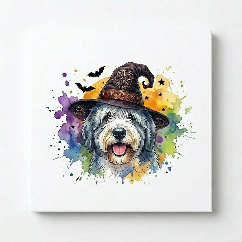 Personalized Halloween Dog Breed T-Shirt, Custom Choose Your Breed Witch Dog Graphic, Cute Spooky Dog Mom Pet Lover Gift – English Sheepdog