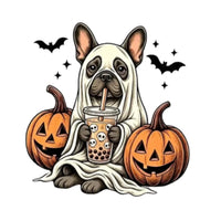 Personalized Ghost Dog Boba Halloween T-Shirt, Custom Choose Your Dog Breed 50+ Options, Cute Spooky Fall Pet Mom Gift – French Bulldog