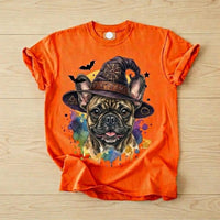 Custom Witch Dog Breed Halloween T-Shirt, Spooky Dog Mom Graphic Tee, Fall Pet Lover Costume Apparel – French Bulldog