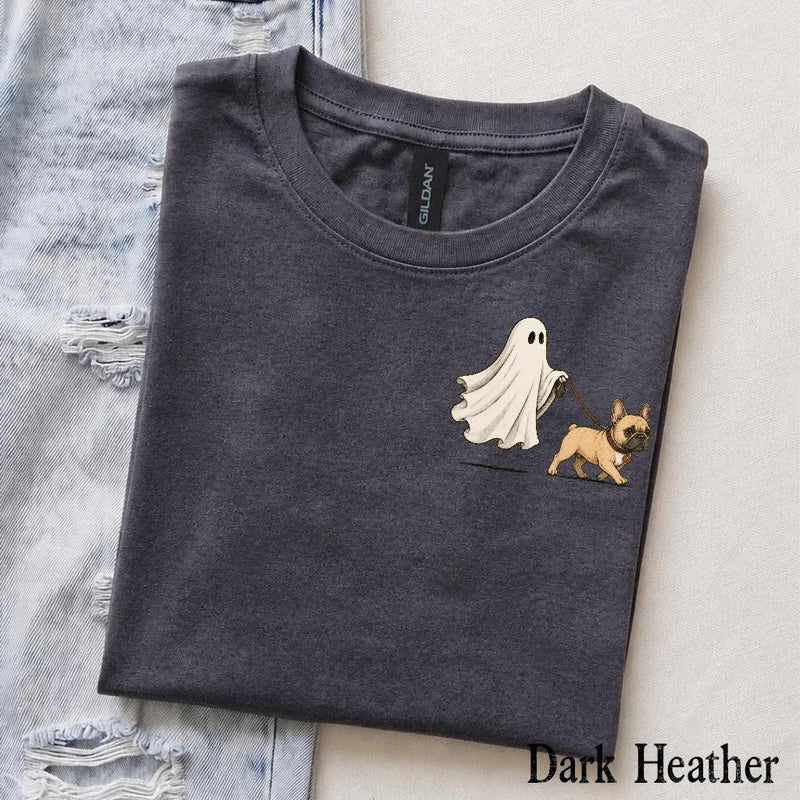 Custom Ghost Dog Breed Halloween T-Shirt, Spooky Season Pet Lover Graphic Tee – French Bulldog