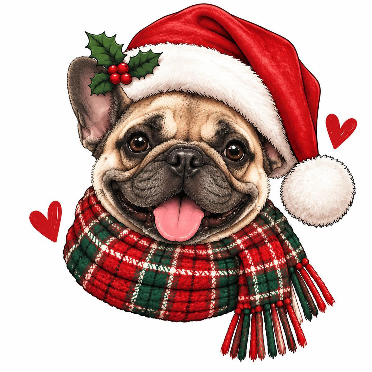Personalized Dog Breed Christmas Sweatshirt, Custom Santa Dog Portrait with 50+ Breed Choices, Holiday Gift for Dog Moms – French Bulldog