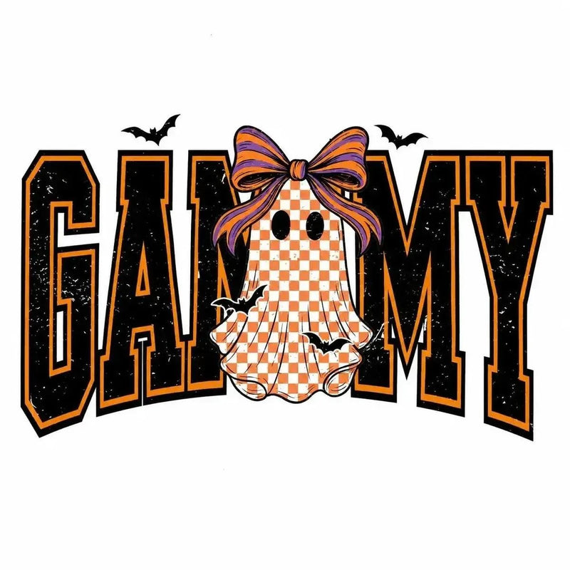 Custom Halloween Family Name Shirt, Personalized Mama Mimi Nana Gigi Auntie Grandma Ghost Bow Graphic Tee, Spooky Fall Gift – GAMMY