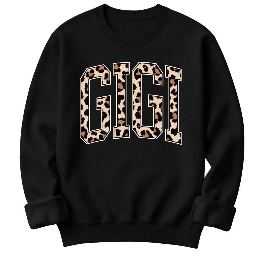 Personalized Grandma Sweatshirt Custom Leopard Nickname Gigi Mimi Nana Mama Mother's Day Family Matching Gift Women Leopard Varsity – GIGI