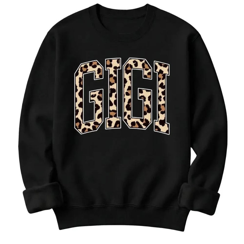 Personalized Grandma Sweatshirt Custom Leopard Nickname Gigi Mimi Nana Mama Mother's Day Family Matching Gift Women Leopard Varsity – GIGI