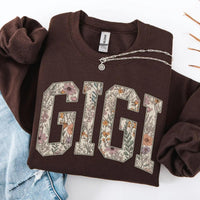Personalized Grandma Sweatshirt, Floral Grandma Nana Mimi Gigi Auntie Mama Custom Name, Grandparent Christmas Gift for Women, Vintage Floral Varsity Style – GIGI