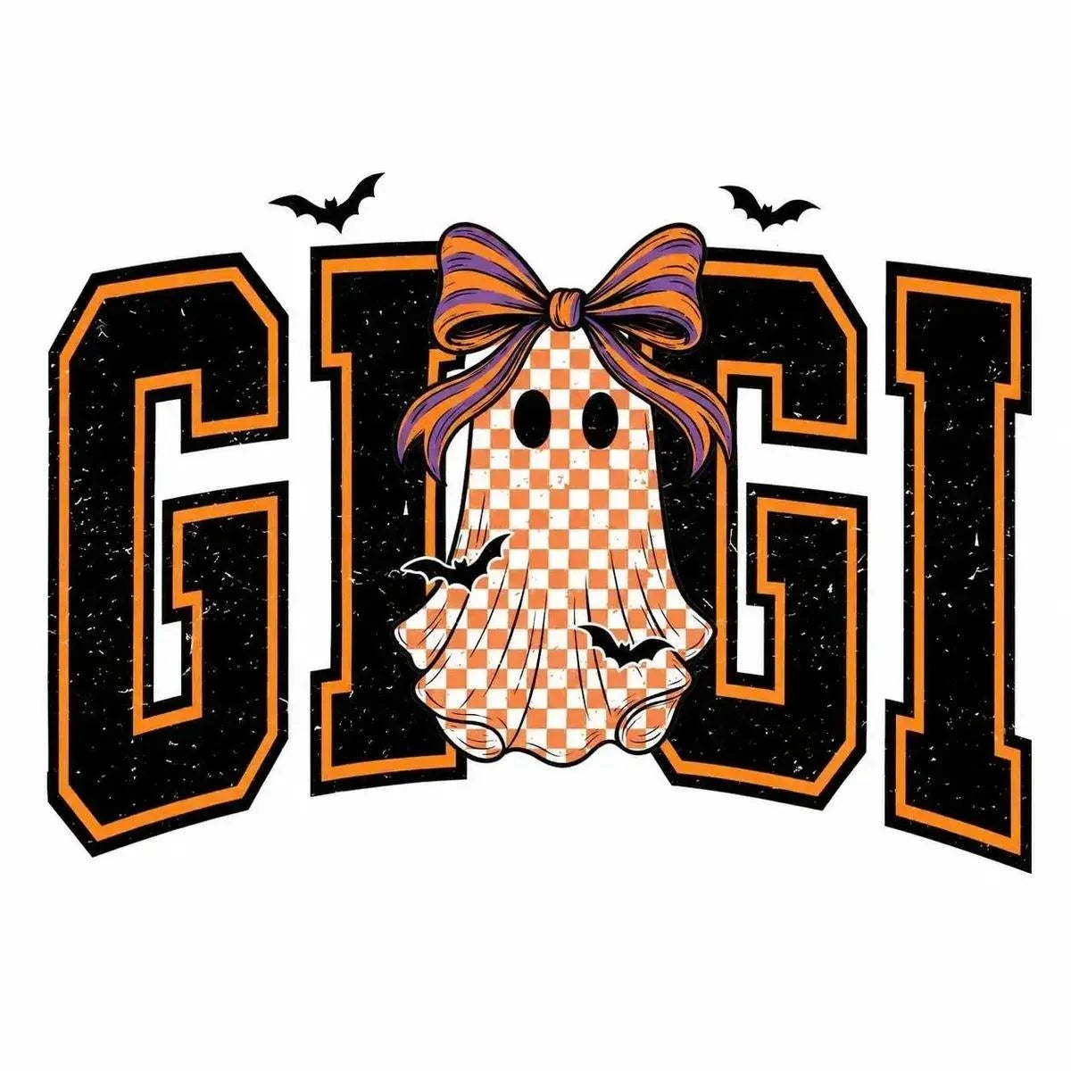 Custom Halloween Family Name Shirt, Personalized Mama Mimi Nana Gigi Auntie Grandma Ghost Bow Graphic Tee, Spooky Fall Gift – GIGI