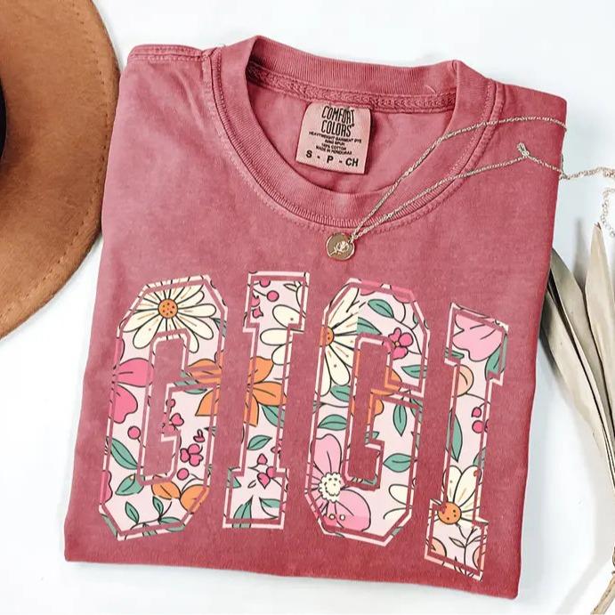 Personalized Mama T-Shirt MAMA Auntie Gigi Mimi Nana Grammy Mother's Day Gift Women Patchwork Floral – GIGI
