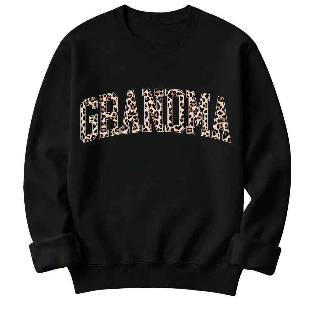 Personalized Grandma Sweatshirt Custom Leopard Nickname Gigi Mimi Nana Mama Mother's Day Family Matching Gift Women Leopard Varsity – GRANDMA