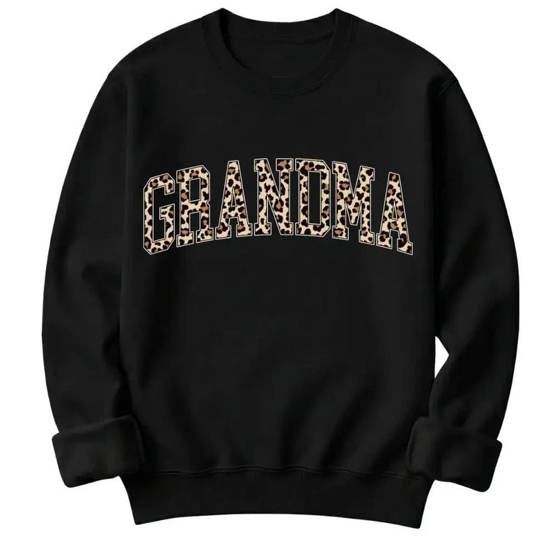Personalized Grandma Sweatshirt Custom Leopard Nickname Gigi Mimi Nana Mama Mother's Day Family Matching Gift Women Leopard Varsity – GRANDMA